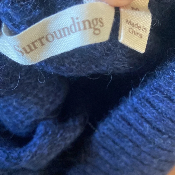 Soft Surroundings Wool Alpca oversized Sweater Sz M Blue - Picture 4 of 5